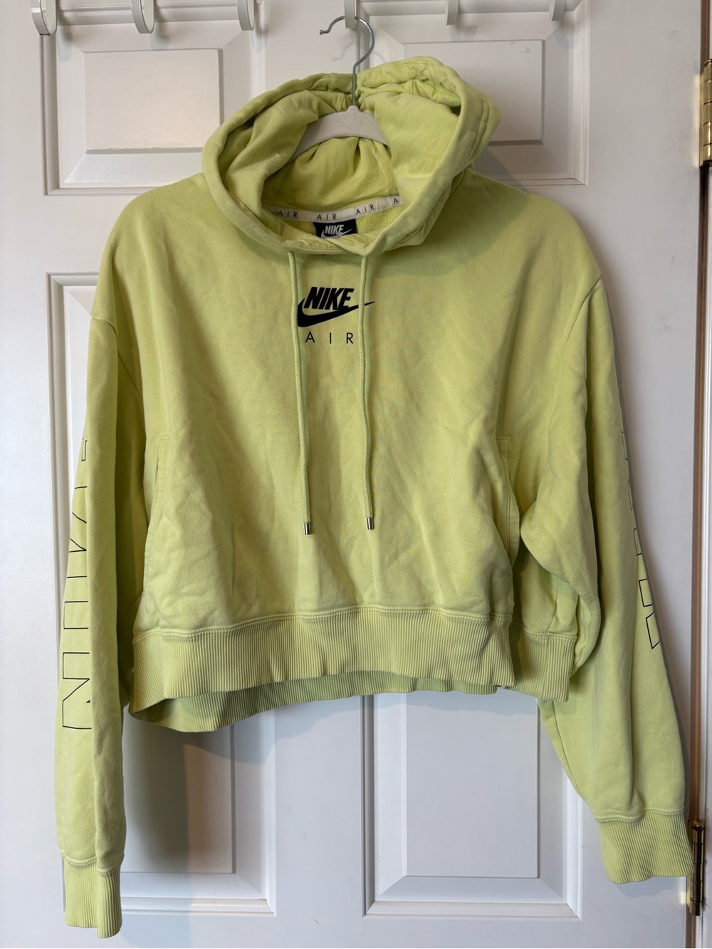 Nike Light Lime Cropped Hoodie with Black Logo